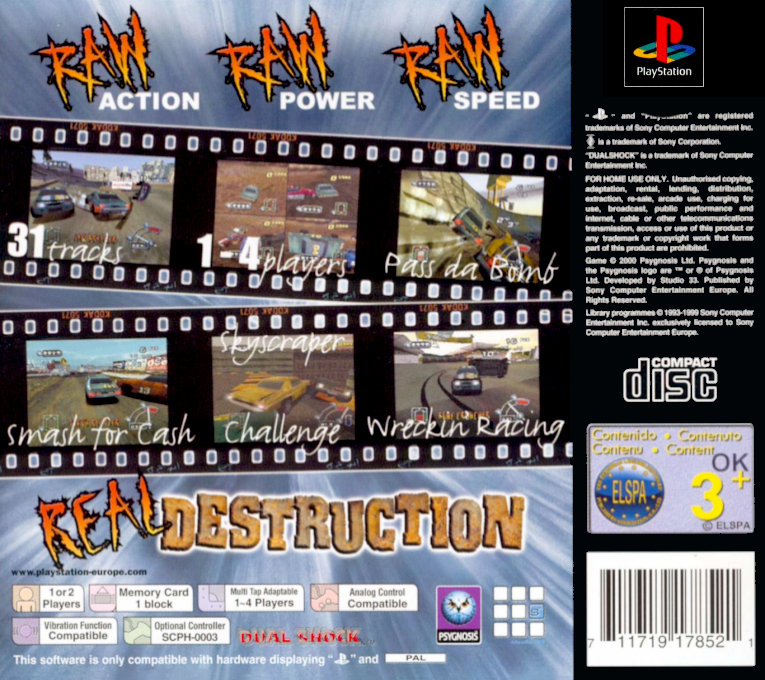 Destruction Derby Raw — box-2D-back (EU)