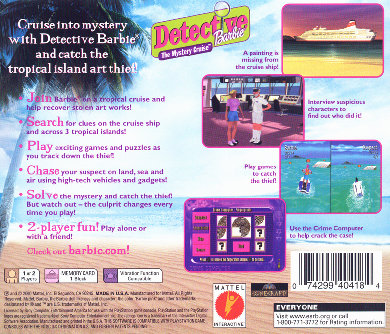 Detective Barbie The Mystery Cruise — box-2D-back (US)