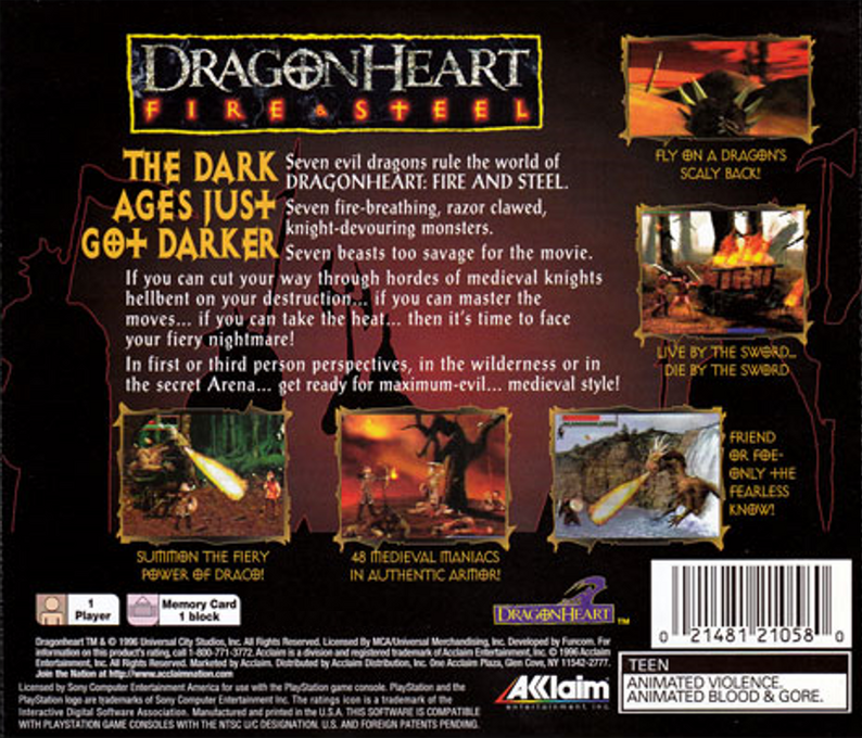 Dragonheart - Fire And Steel — box-2D-back (US)