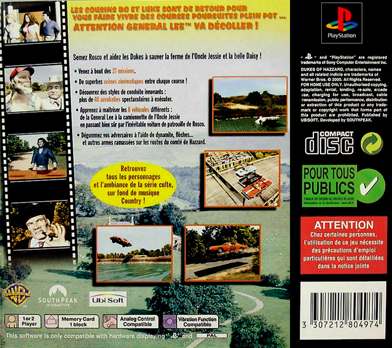 Dukes Of Hazzard - Racing For Home, The — box-2D-back (FR)