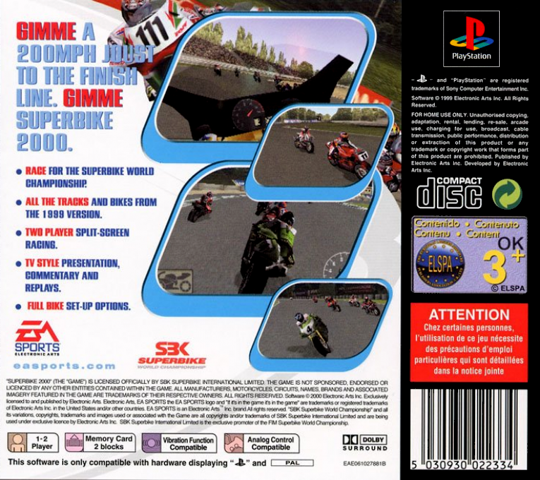 Superbike 2000 — box-2D-back (EU)