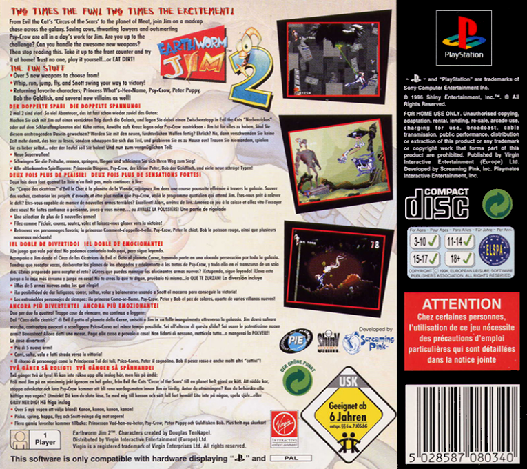 Earthworm Jim 2 — box-2D-back (EU)