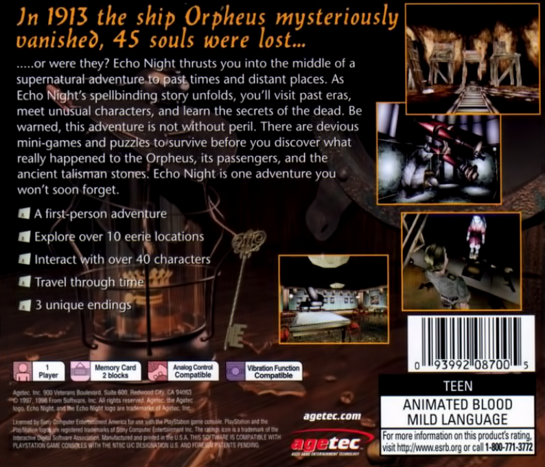 Echo Night — box-2D-back (US)