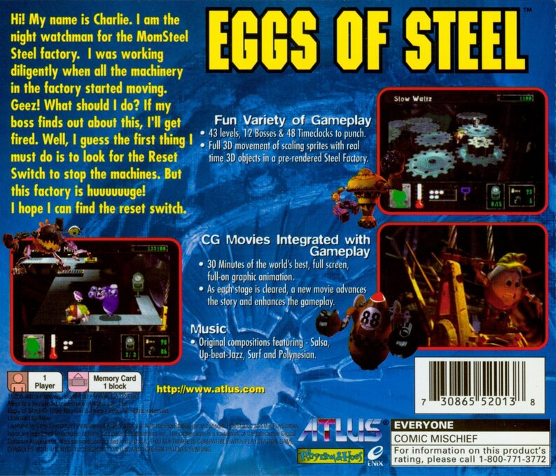 Eggs Of Steel - Charlie's Eggcellent Adventure — box-2D-back (US)