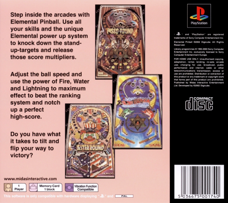 Elemental Pinball — box-2D-back (EU)