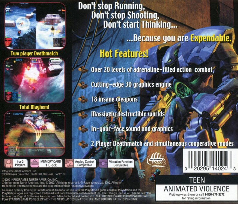 Millennium Soldier Expendable — box-2D-back (US)