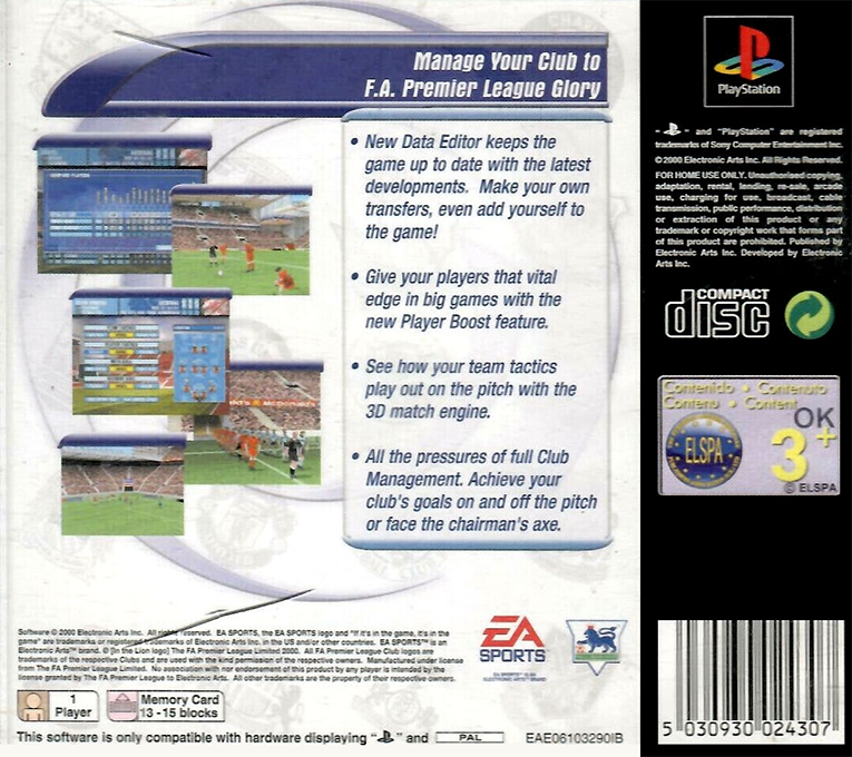F.a. Premier League Football Manager 2001, The — box-2D-back (EU)