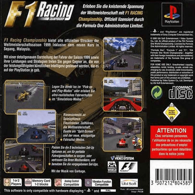 F1 Racing Championship — box-2D-back (EU)