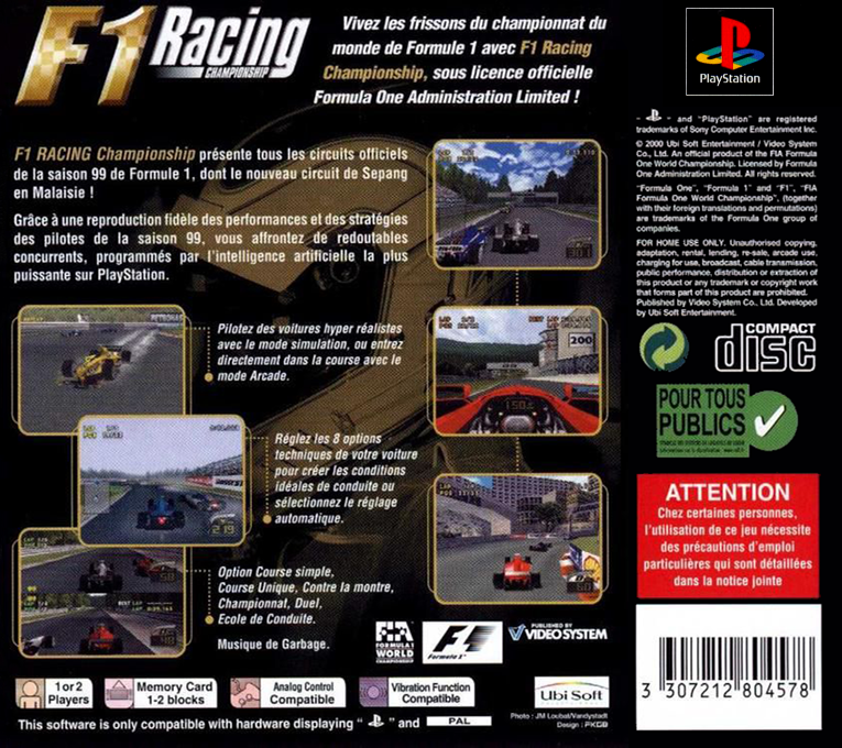 F1 Racing Championship — box-2D-back (FR)