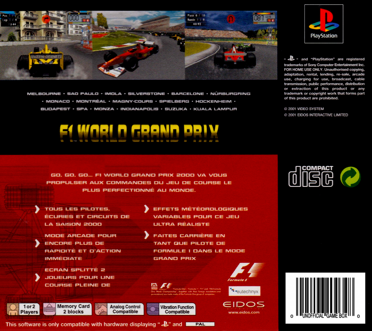 F1 World Grand Prix — box-2D-back (FR)
