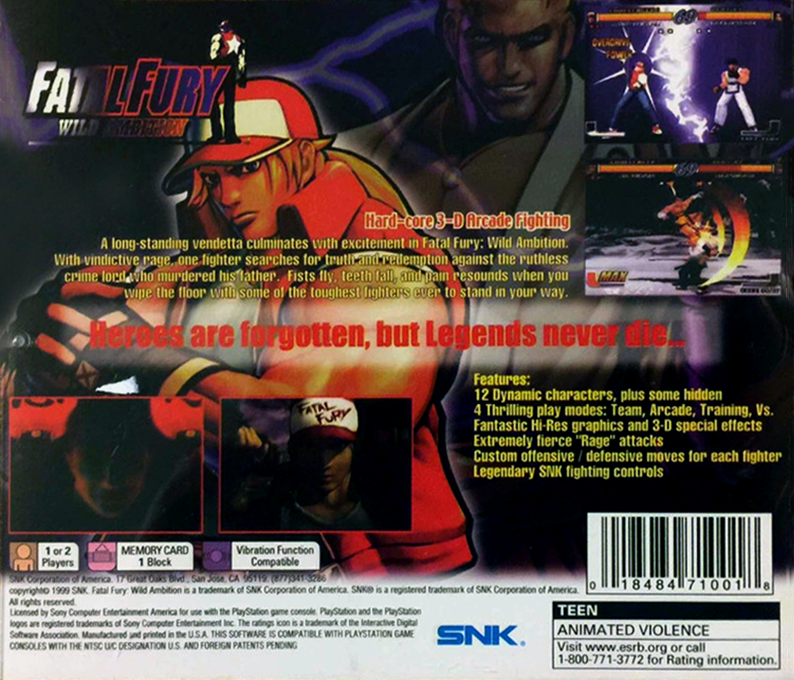 Fatal Fury - Wild Ambition — box-2D-back (US)