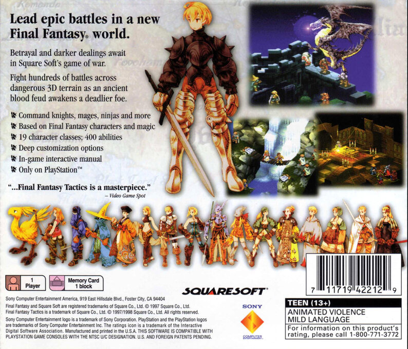 Final Fantasy Tactics — box-2D-back (US)