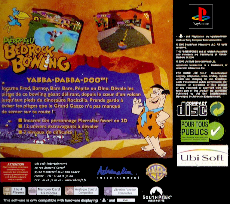 Flintstones - Bedrock Bowling, The — box-2D-back (FR)
