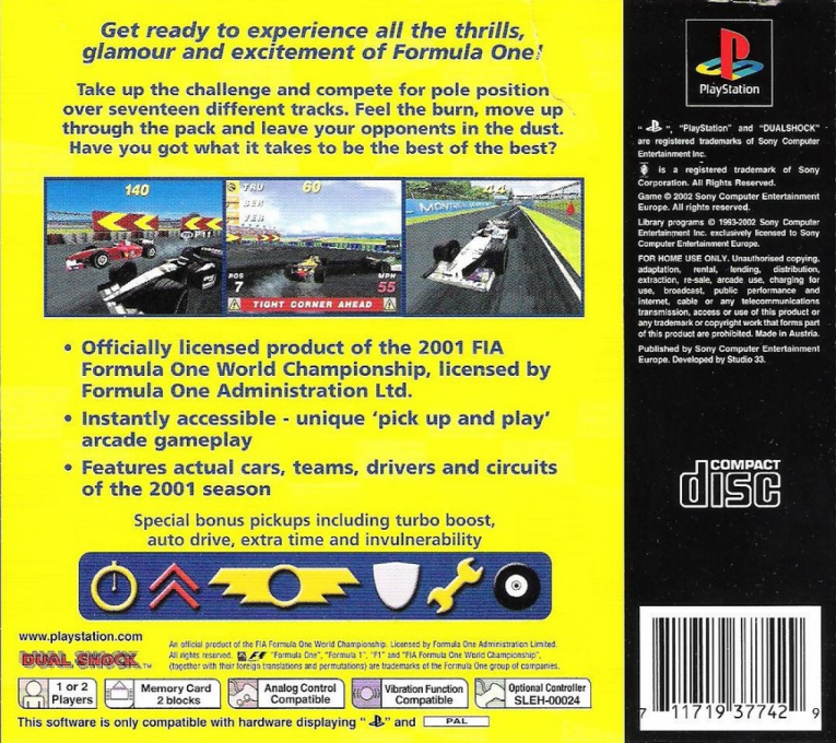 Formula One Arcade — box-2D-back (EU)
