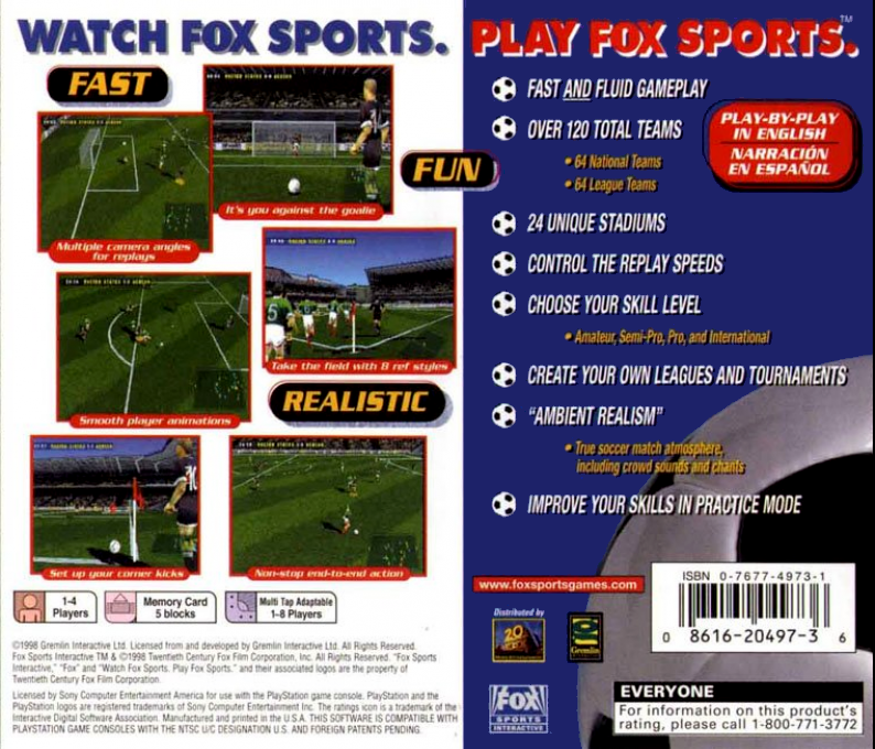 Fox Sports Soccer '99 — box-2D-back (US)