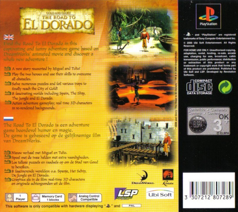 Gold And Glory - The Road To El Dorado — box-2D-back (EU)