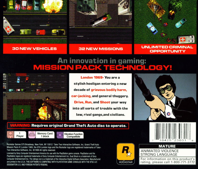 Grand Theft Auto - London 1969 — box-2D-back (US)
