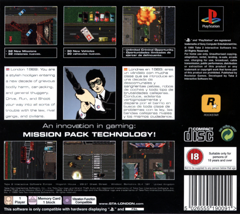 Grand Theft Auto - London 1969 — box-2D-back (EU)