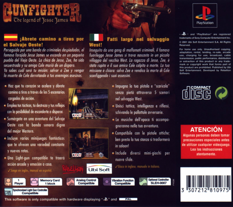 Gunfighter - The Legend Of Jesse James — box-2D-back (EU)