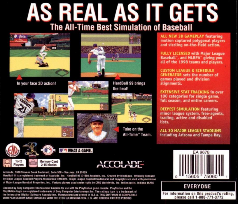 Hardball '99 — box-2D-back (US)