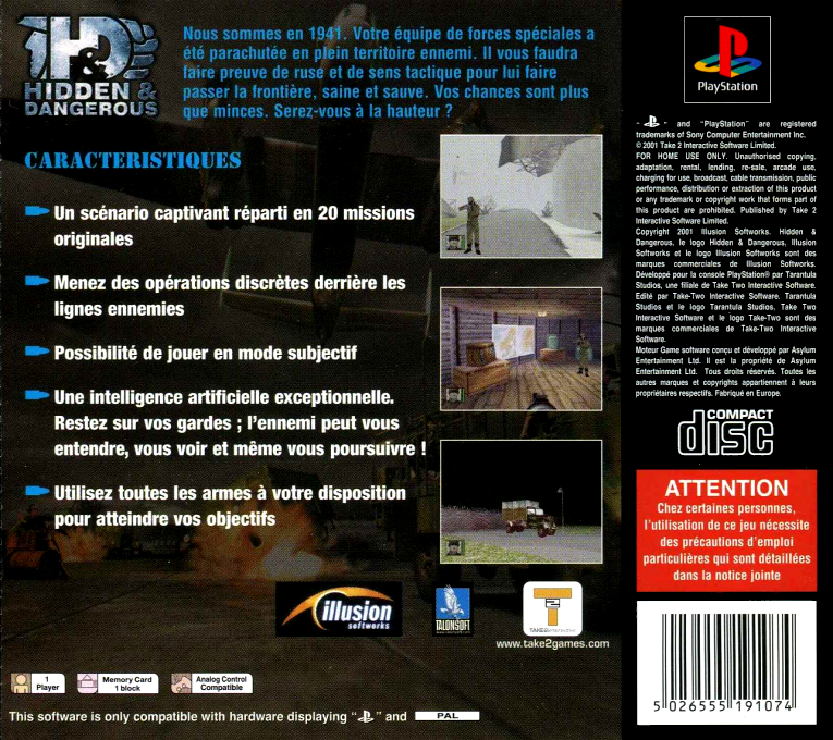 Hidden And Dangerous — box-2D-back (FR)