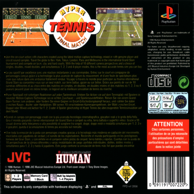 Hyper Tennis - Final Match — box-2D-back (EU)