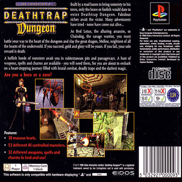 Ian Livingstone's Deathtrap Dungeon — box-2D-back (EU)