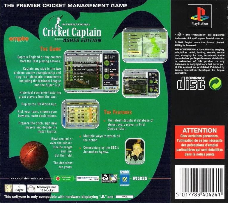 International Cricket Captain 2001 - Ashes Edition — box-2D-back (EU)
