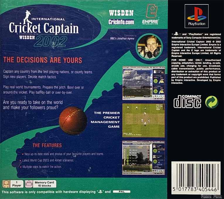 International Cricket Captain 2002 — box-2D-back (EU)
