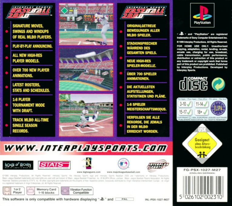 Interplay Sports Baseball 2000 — box-2D-back (EU)