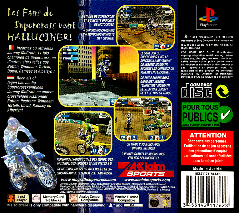 Jeremy Mcgrath Supercross 2000 — box-2D-back (FR)