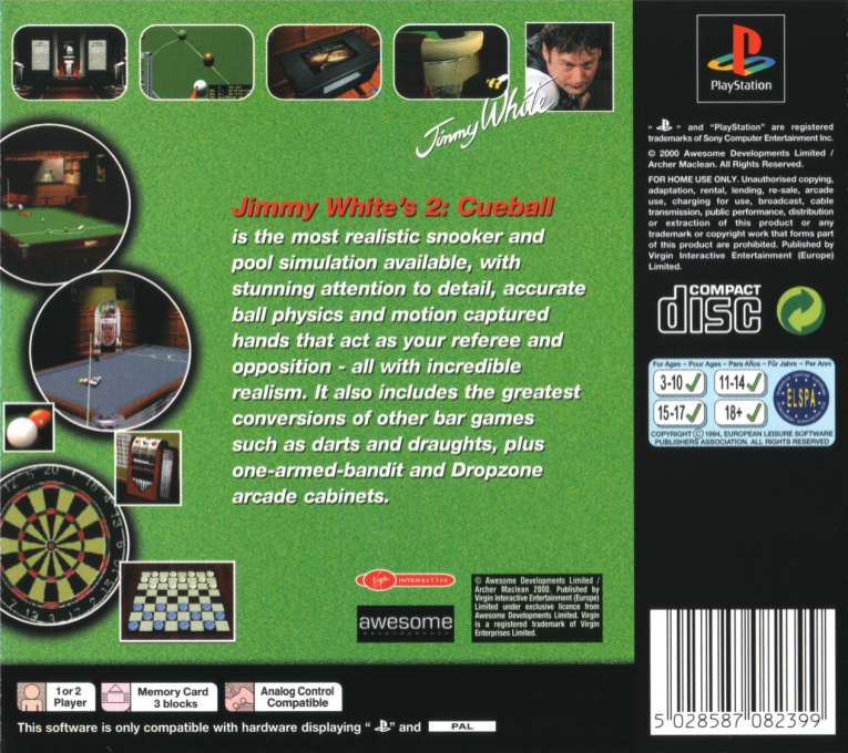 Jimmy White's 2 - Cueball — box-2D-back (EU)