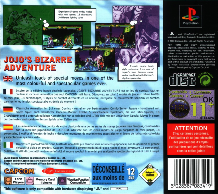 Jojo's Bizarre Adventure — box-2D-back (EU)