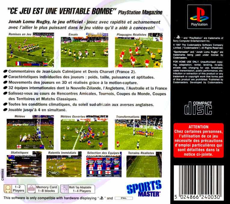 Jonah Lomu Rugby — box-2D-back (FR)