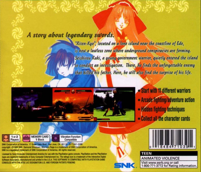 Samurai Shodown - Warrior's Rage — box-2D-back (US)