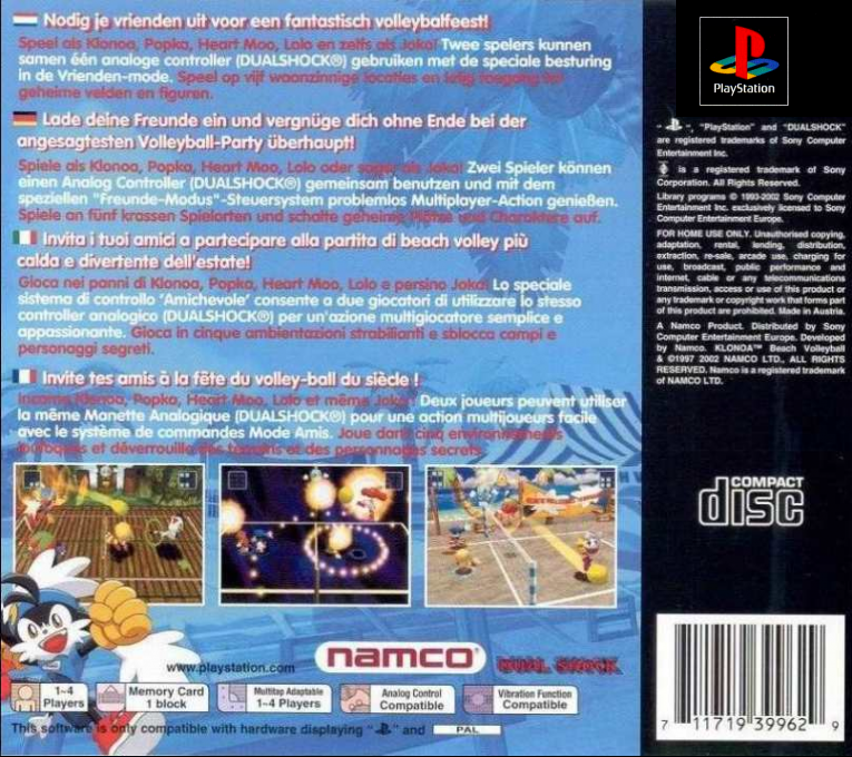 Klonoa Beach Volleyball — box-2D-back (EU)