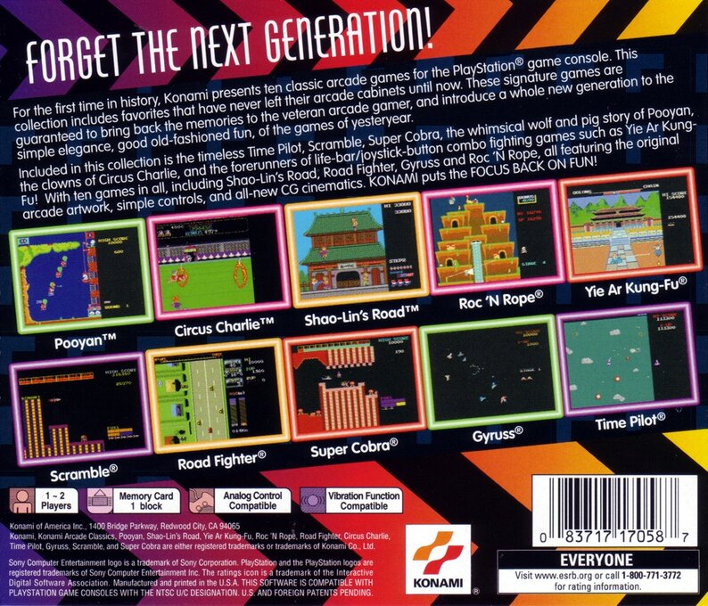 Konami Arcade Classics — box-2D-back (US)