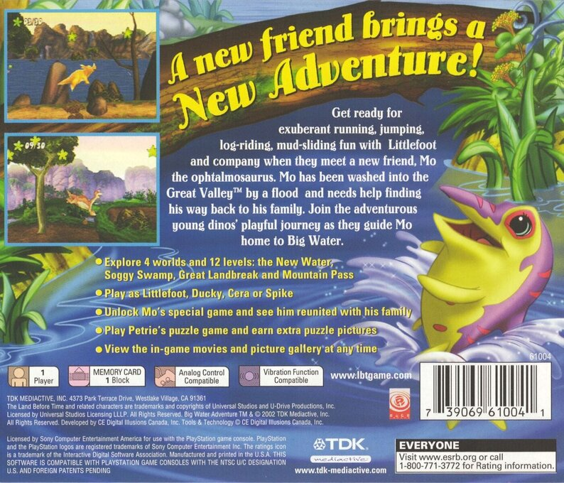 Land Before Time - Big Water Adventure, The — box-2D-back (US)