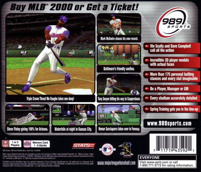 Mlb 2000 — box-2D-back (US)