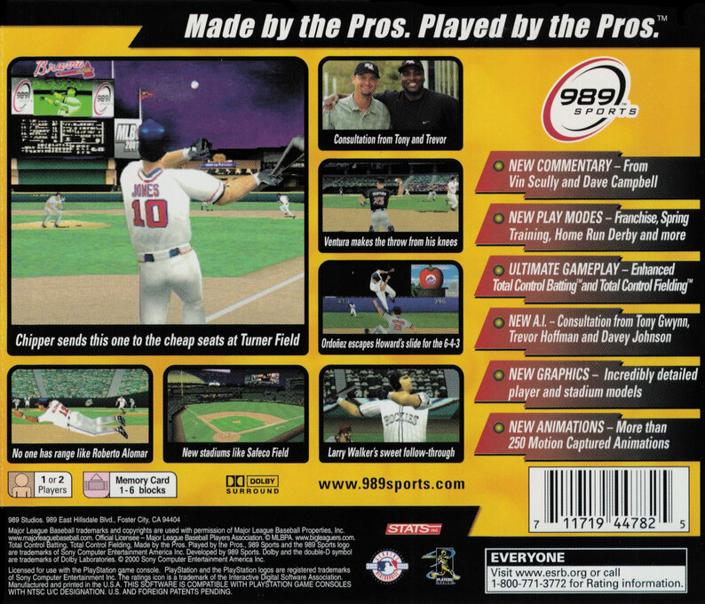 Mlb 2001 — box-2D-back (US)