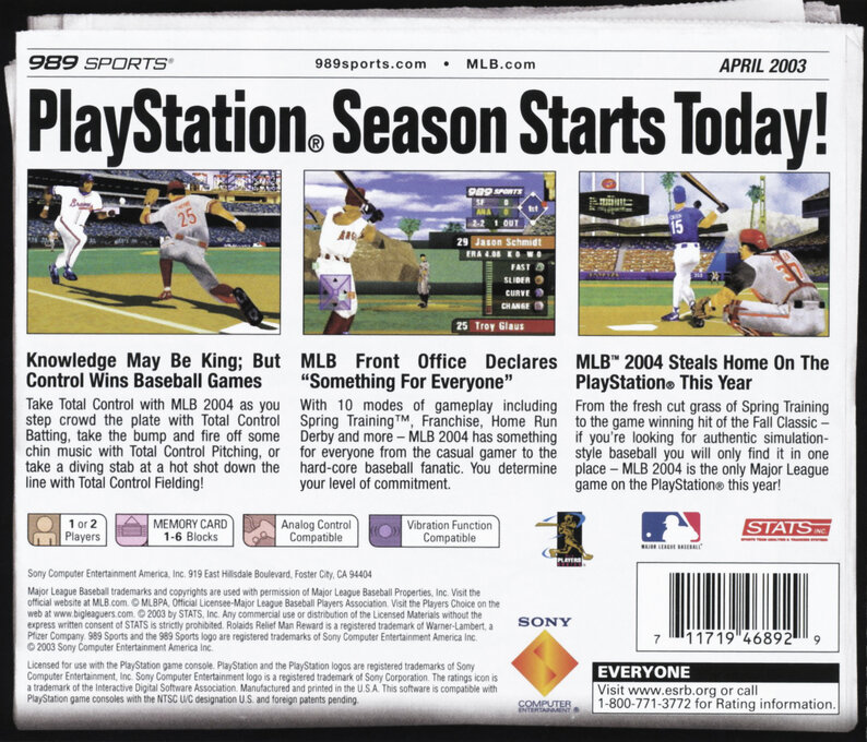 Mlb 2004 — box-2D-back (US)