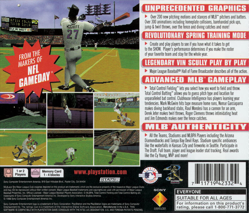 Mlb 99 — box-2D-back (US)