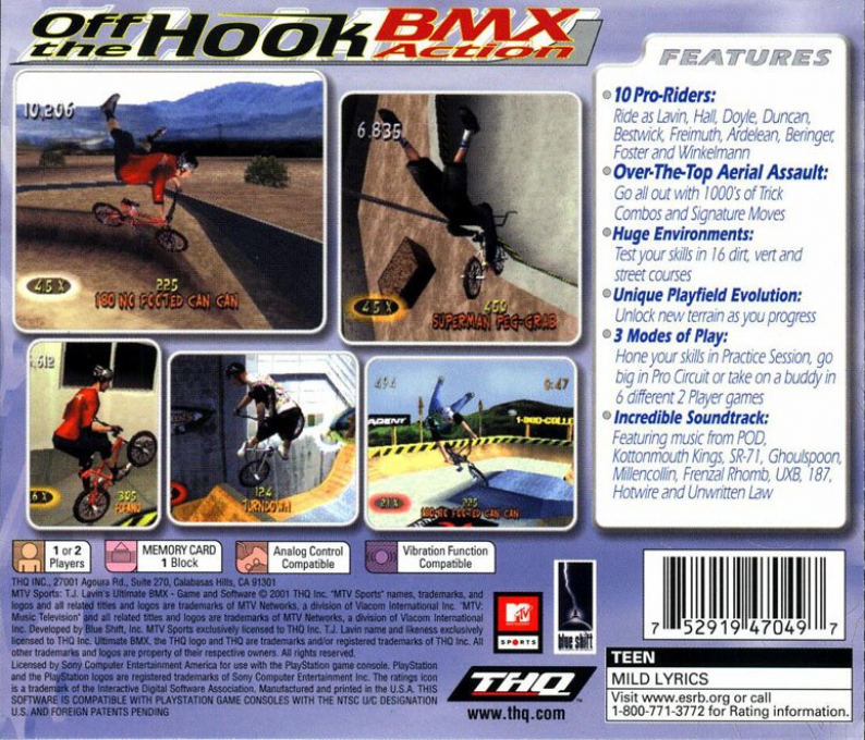 Mtv Sports - T.j. Lavin's Ultimate Bmx — box-2D-back (US)