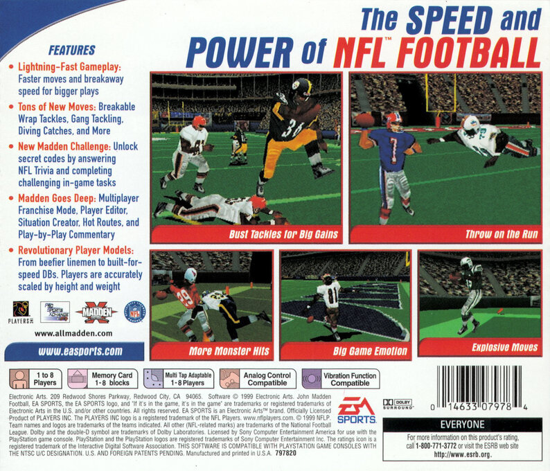 Madden Nfl 2000 — box-2D-back (US)