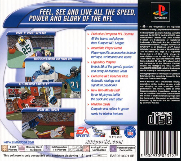 Madden Nfl 2001 — box-2D-back (EU)