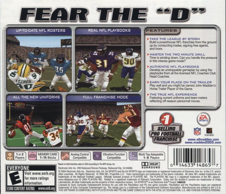 Madden NFL 2005 — box-2D-back (US)