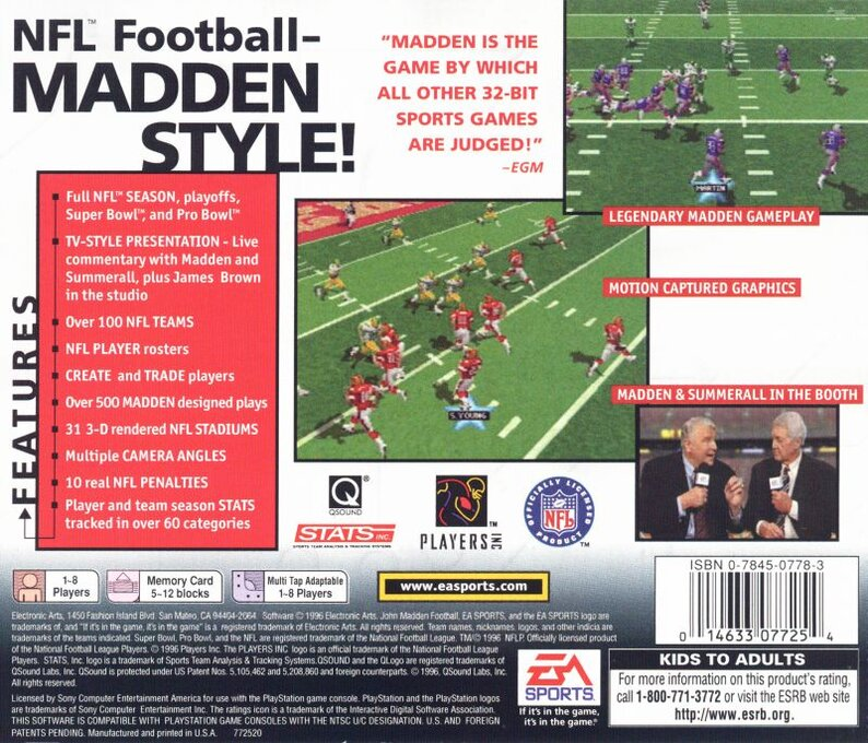 Madden NFL 97 — box-2D-back (US)