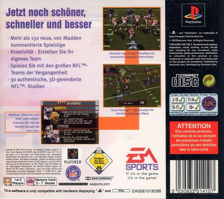 Madden NFL 98 — box-2D-back (DE)