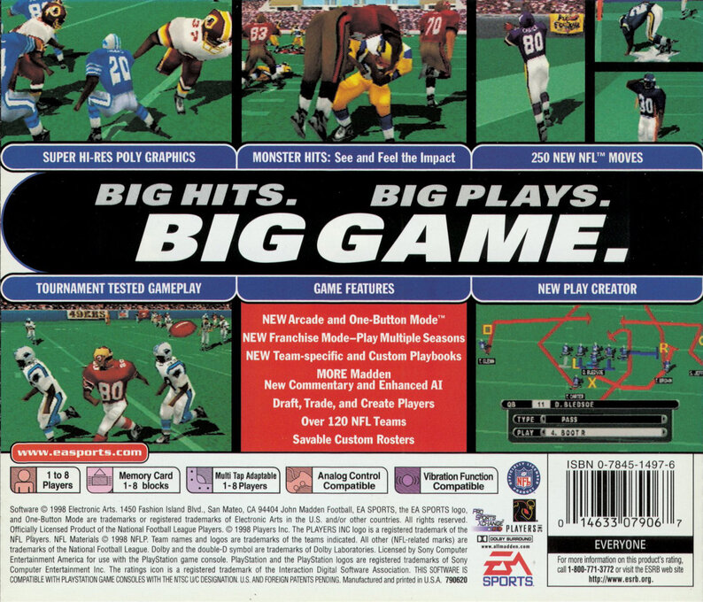 Madden Nfl 99 — box-2D-back (US)