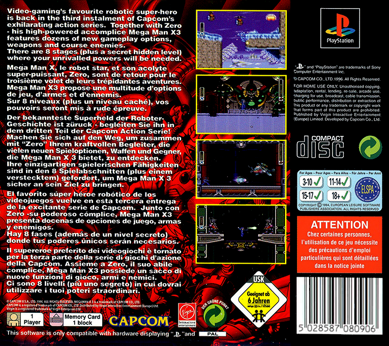 Mega Man X3 — box-2D-back (EU)